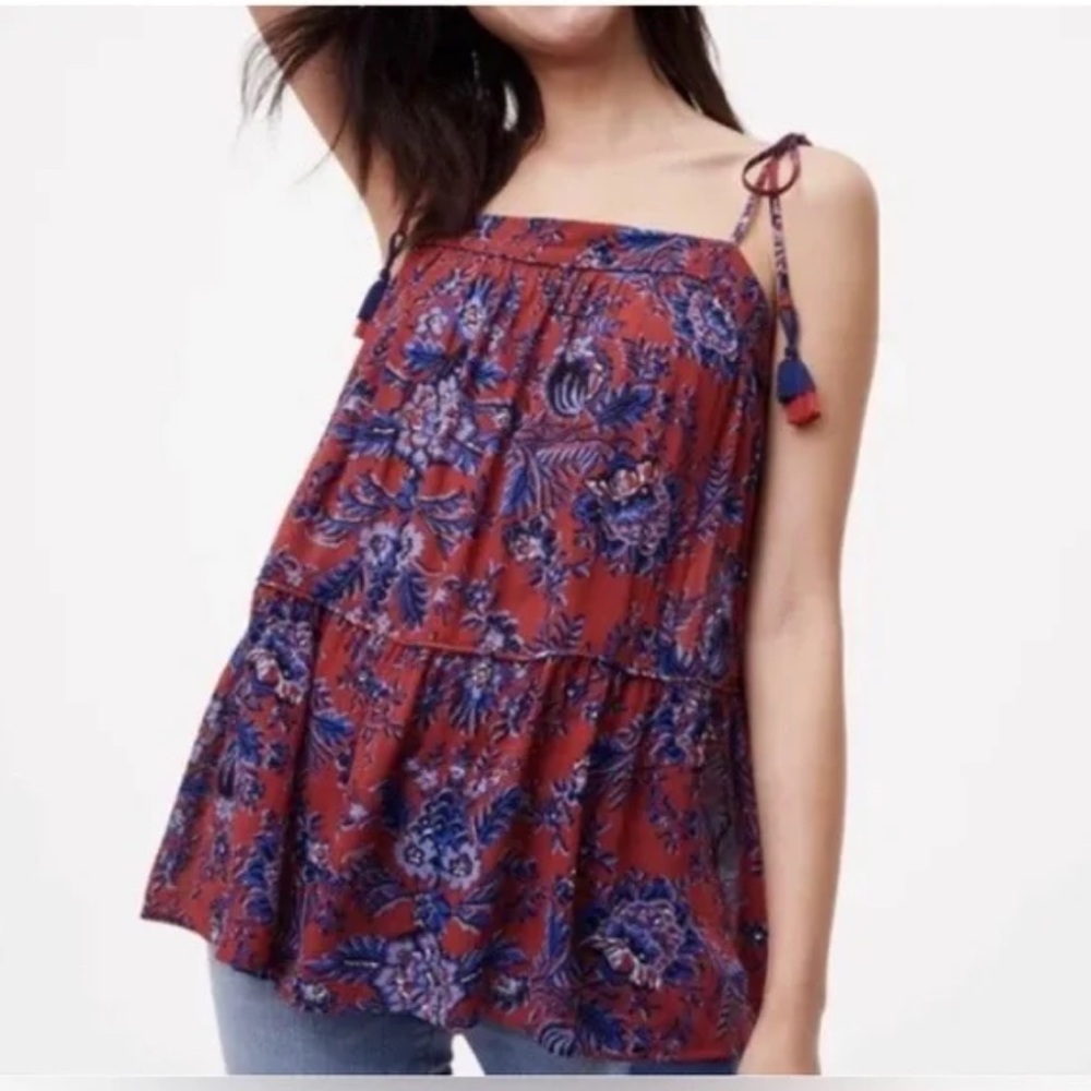 LOFT Shoulder Tie Floral Tank Top